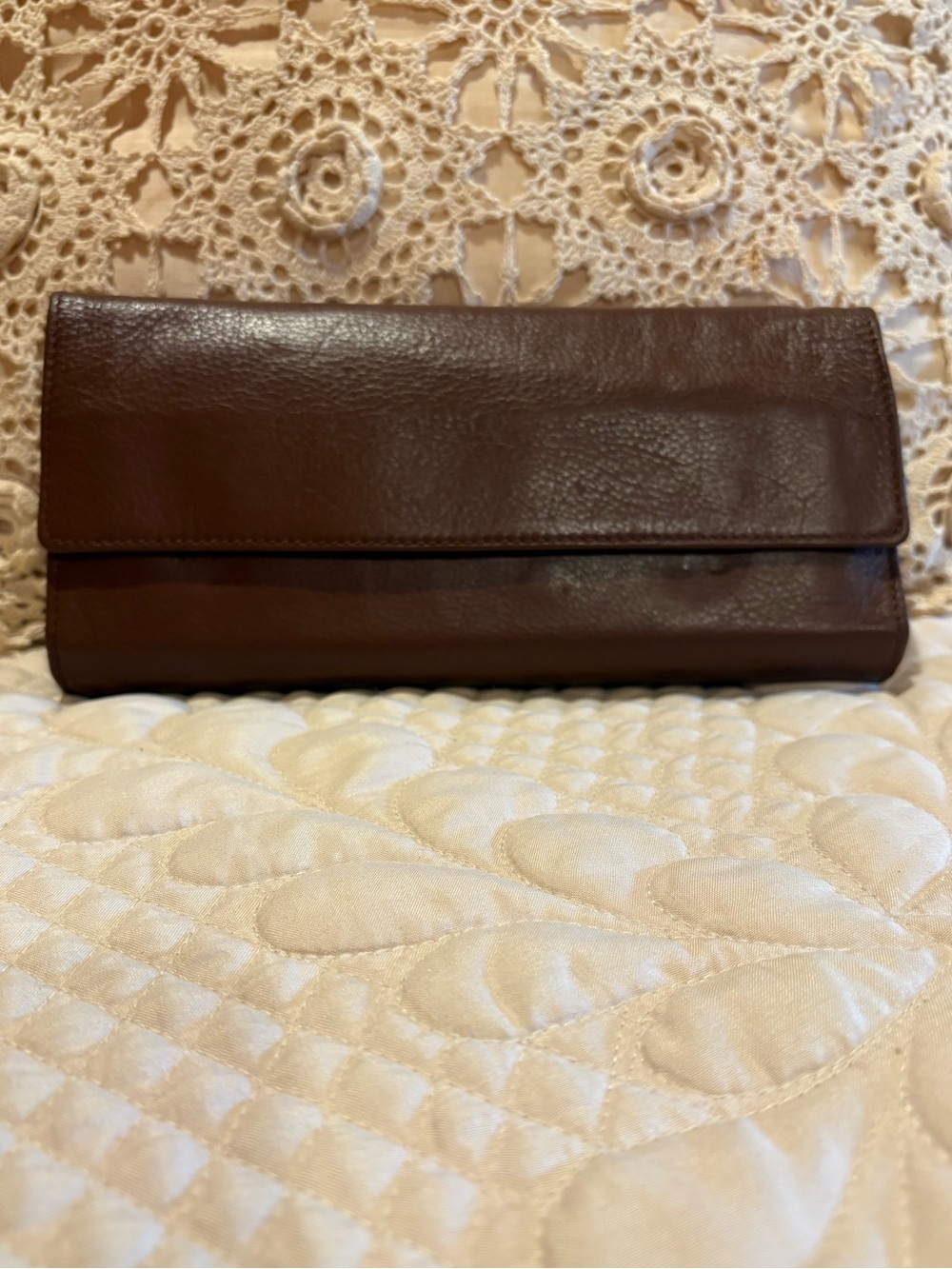 Infinity travel jewelry folded organizer rich brown leather